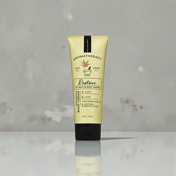 Bath & Body Works Aromatherapy RESTORE SAGE MINT Body Cream 8 oz (HTF) - Picture 2 of 6